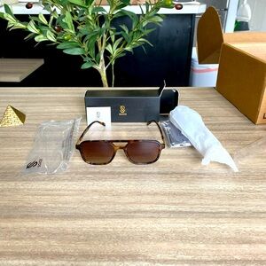 SOJOS Retro Aviator Sunglasses for Women Men,Trendy Rectangle Womens Mens Shades